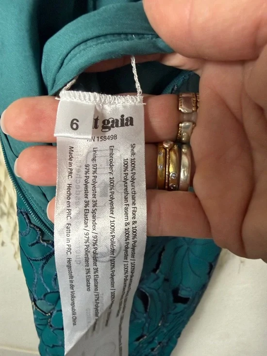 Cult Gaia Raylene Teal Lazer Cut Embroidered Strapless Midi Dress Size US6 - Picture 10 of 12